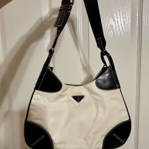 Prada Two-Tone Black and Cream Shoulder Bag
